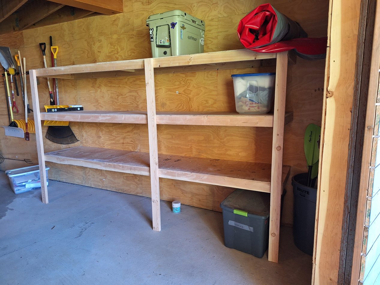 Custom garage storage shelving built in Steamboat Springs