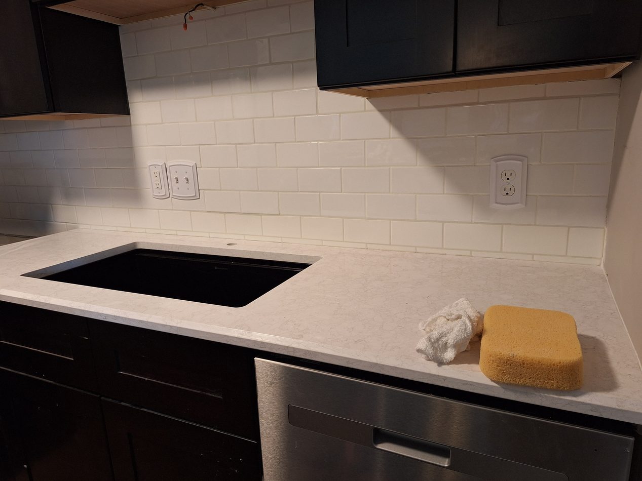 Finished subway tile kitchen backsplash in Steamboat Springs